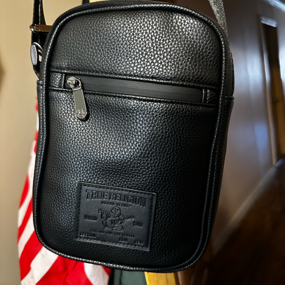 True Religion Black Textured Messenger Bag